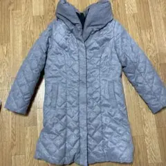 グレー キルティング ロングコート フード付き