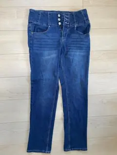 スキニーデニム ダークブルー 3ボタン