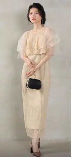 レイヤードフリル レース パーティー 結婚式ドレス