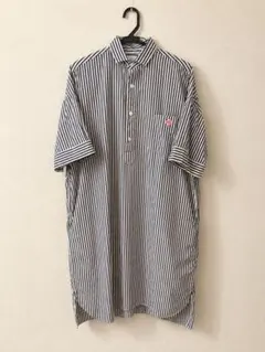 DANTON リネン ラウンドカラープルオーバー 半袖シャツ チャコール 36