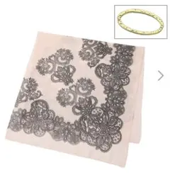 ヨシミレース レースプリント スクエアコットンスカーフ アレンジリング付