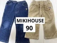 MIKIHOUSE パンツ　90 長ズボン　ジーンズ　ベージュ　ネイビー　セット