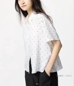 UNIQLO ホワイト ドット柄 半袖シャツ　Lサイズ