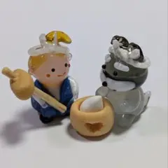 ガラス細工　ミニチュア　お月見餅つきペア