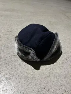 ネイビー フリース 耳あて付き フライトキャップ
