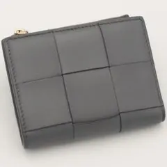 【美品/IC】ボッテガヴェネタ カセット 二つ折りファスナーウォレット グレー
