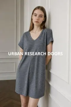 URBAN RESEARCH DOORS ボーダー柄 Vネック ワンピース