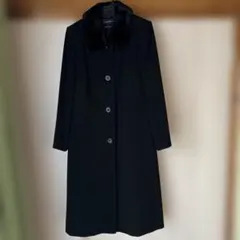 東京ソワール　フェイクファー襟付きコート　9号　インナー付き　ブラック