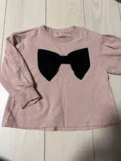 GU リボン付きピンク　ロンT 90