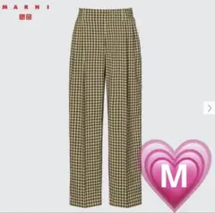 【未使用品】ユニクロ ×MARNI チェック柄 ワイドパンツ M