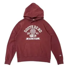 Champion スウェット パーカー バーガンディ プリント 刺繡ロゴ 長袖