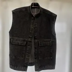 ダークデニム ノースリーブベスト