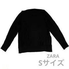 【美品】ZARA 長袖トップス Sサイズ ブラック Uネック