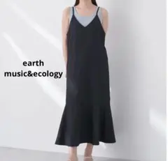 earth music&ecology Vネック裾切替キャミワンピース ブラック