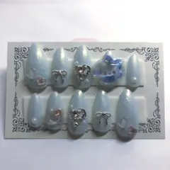 ネイルチップ　ボンボンドロップシール　まじかるべりーべりー　水色