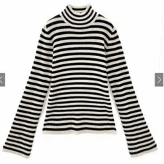 GRL ボーダー柄フレアスリーブリブニットトップス[k9086b]