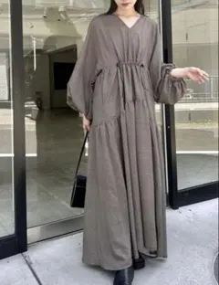 長袖ドロストギャザーワンピース　mystic ワンピース