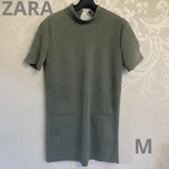 自宅保管処分セール ✨美品✨ZARA 半袖ワンピース　カーキ　ロング丈カットソー