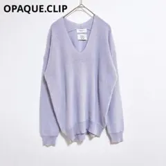 【オペークドットクリップ】ニット　セーター　長袖　レディーストップス　ラベンダー