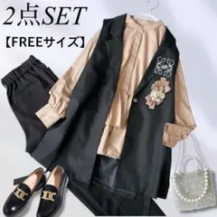 美品✨お洒落ママスーツ　2点セット　セレモニー　ジレ ブラウス 卒業式 入学式