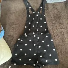 H&M Divided 黒白水玉オーバーオールショートパンツ