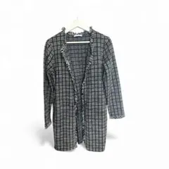 ZARA ノーカラー ツイード柄ジャケット