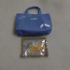 新品未使用❤️KALDI ☆ カルディ　ネコバッグ　ポーチ　猫　ブルー