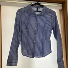 H&M 青と白のストライプ 長袖シャツ