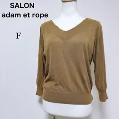 【サロン アダムエロペ】美品 Vネック 長袖 ニット シアー 薄手セーター