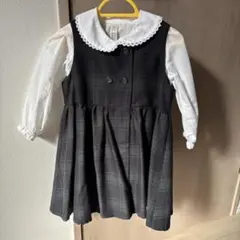 チェック柄ワンピース　ブラウス　セット　95