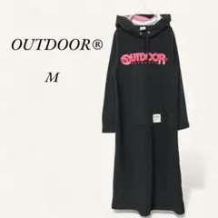 アウトドア ロング丈 パーカーワンピース スウェット 裏起毛 裏ボア M ロゴ