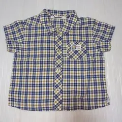 90★ファミリア★ファミちゃんアップリケ付きポケット！チェック柄シャツ★