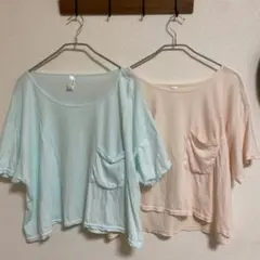 アメリカンアパレル ミント・ピンク 半袖Tシャツ 2枚セット