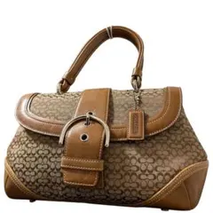 コーチ　ハンドバッグ　y2k ソーホー　シグネチャー　レザー　キャンバス　茶色