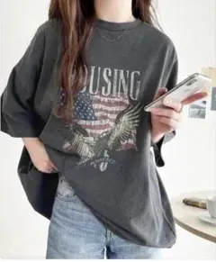Java 古着風 イーグルプリント ビッグシルエットTシャツのサムネイル