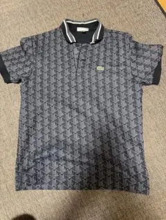 LACOSTE 総柄ポロシャツ ブラック