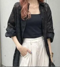 シースルーオーバーサイズ長袖ブラウス黒