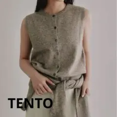 TENTO テント ショート丈カーディガンアンサンブル グレーベージュ フリー