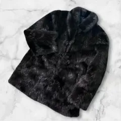 13号✨なめし柔らか◎ 美品 金サガ デミバフミンク 毛皮 黒系 XL 総丈 