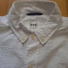 ikka 半袖シャツ M ホワイト　白　ボタンダウン