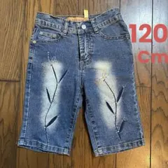 花柄刺繍デニムハーフパンツ 7歳cm