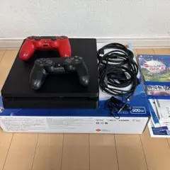 PlayStation 4 本体 (500GB) 黒 赤コントローラー付き