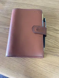 レザー システム手帳 ファスナー式 ブラウン PLUS - メルカリ