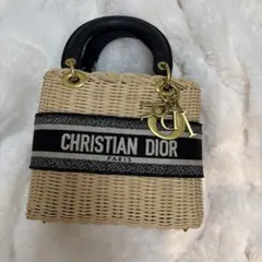 Christian Dior かごバッグ ベージュ/ブラック