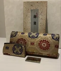 和装小物 クラッチバッグ がま口財布 ミニケース セット ゴールド 金色 ポーチ