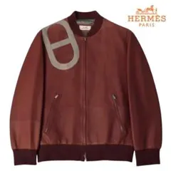 1日限定セール！210万 エルメス シェーヌダンクル レザージャケット 赤茶のサムネイル