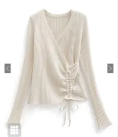 カシュクールドロストリボンリブニットトップス GRL タグ付き 未使用 アイボリ