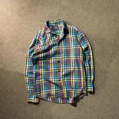00s OLD UNIQLO メンズ M マドラスチェック フランネルシャツ