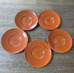 茶托 5枚　朱色　塗り物　和食器⭐ 艶ありのサムネイル