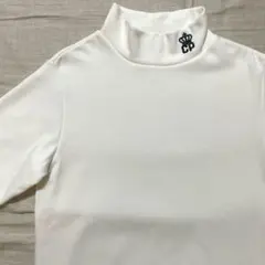 ●クラッチプレーヤー●モックネックシャツ M 白 ゴルフ 裏起毛 ホワイト 長袖